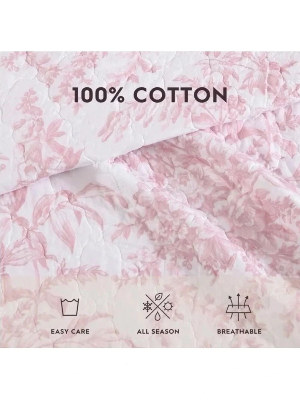 Laura Ashley Twin Pink Bedford Cotton 2Pc Quilt Set Reversible Floral NEW